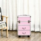 Professional Makeup Case with 6 Extendable Drawers and Key Lock – Pink (36x23x58cm) — view 4