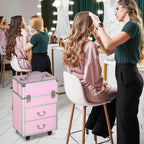 Professional Makeup Case with 6 Extendable Drawers and Key Lock – Pink (36x23x58cm) — view 9