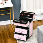 Professional Makeup Case with 6 Extendable Drawers and Key Lock – Pink (36x23x58cm) — view 10