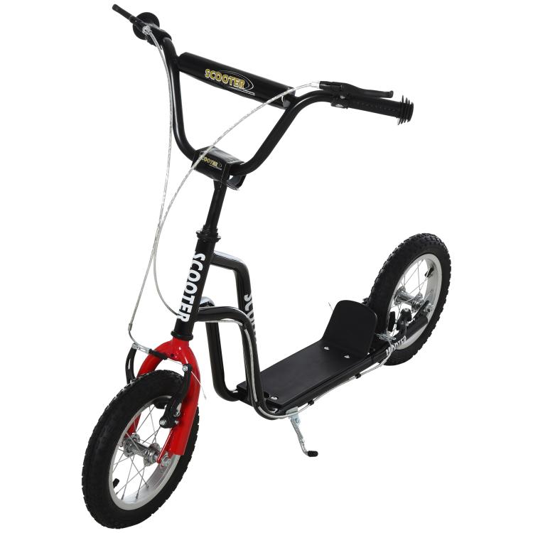 Children's Scooter (Ages 5+) with Height-Adjustable Handlebar and Steel Frame, 100 kg Load Capacity, 120x58x75-80 cm, Black