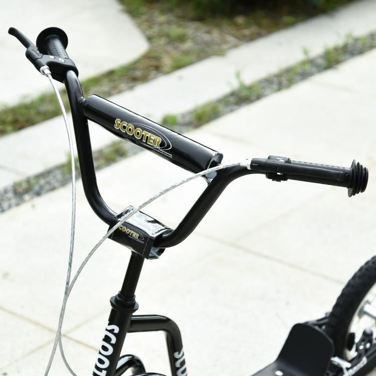 Children's Scooter (Ages 5+) with Height-Adjustable Handlebar and Steel Frame, 100 kg Load Capacity, 120x58x75-80 cm, Black