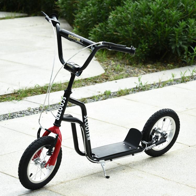 Children's Scooter (Ages 5+) with Height-Adjustable Handlebar and Steel Frame, 100 kg Load Capacity, 120x58x75-80 cm, Black