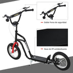 Children's Scooter (Ages 5+) with Height-Adjustable Handlebar and Steel Frame, 100 kg Load Capacity, 120x58x75-80 cm, Black