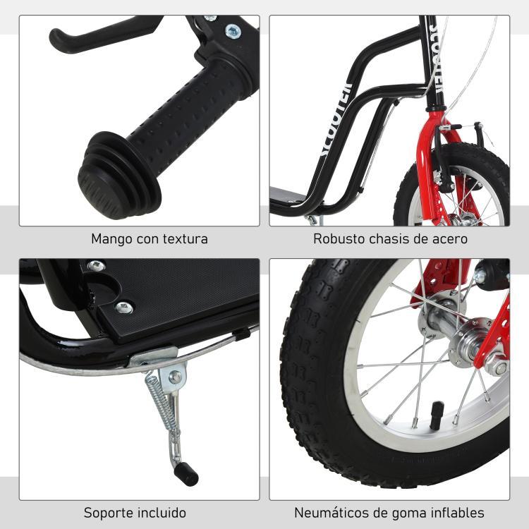 Children's Scooter (Ages 5+) with Height-Adjustable Handlebar and Steel Frame, 100 kg Load Capacity, 120x58x75-80 cm, Black