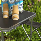 Folding Camping Table in Suitcase Style with 4 Folding Stools, Table 120x60x55-70 cm and Stools 33x28x37 cm, Black