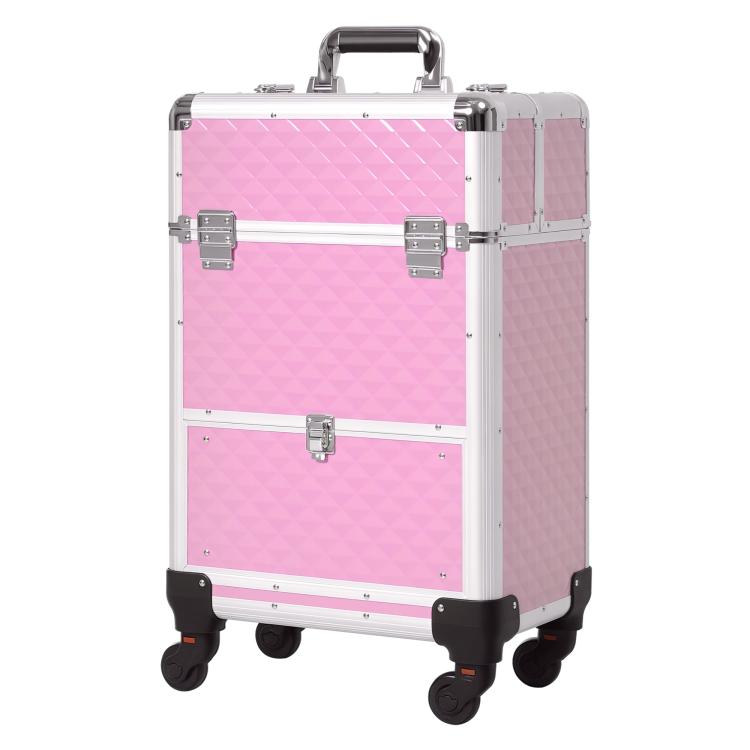 Professional Makeup Case with Drawer – Rolling Makeup Trolley for Travel and Work (34x25x62 cm) – Pink