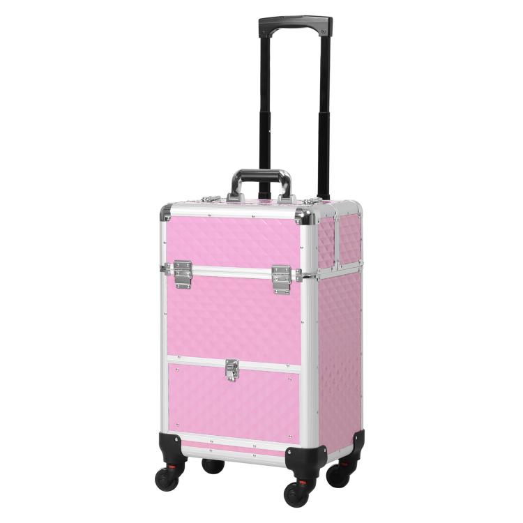 Professional Makeup Case with Drawer – Rolling Makeup Trolley for Travel and Work (34x25x62 cm) – Pink — view 2