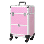 Professional Makeup Case with Drawer – Rolling Makeup Trolley for Travel and Work (34x25x62 cm) – Pink — view 12
