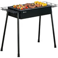 Charcoal BBQ with 2 Stainless Steel Grills, Portable BBQ with 2 Spice Racks for Camping, 94x39x70 cm, Black