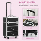 Professional Makeup Case / Cosmetic Case with 6 Extendable Drawers and Key Lock, 36x23x58cm, Black — view 7