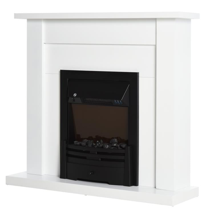 Decorative Electric Fireplace with 2 Heat Settings, Timer, and Adjustable Flame – White (102x30x95cm) — view 12
