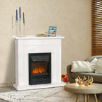 Decorative Electric Fireplace with 2 Heat Settings, Timer, and Adjustable Flame – White (102x30x95cm) — view 3