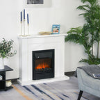 Decorative Electric Fireplace with 2 Heat Settings, Timer, and Adjustable Flame – White (102x30x95cm) — view 4