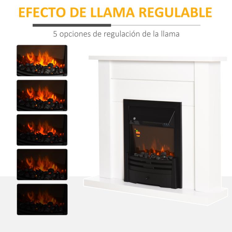 Decorative Electric Fireplace with 2 Heat Settings, Timer, and Adjustable Flame – White (102x30x95cm) — view 6
