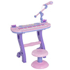 37-Key Kids Piano Keyboard, Electronic Musical Toy with Microphone, Stool, Lights, 22 Songs, USB/MP3 Karaoke, Educational Toy for Kids Ages 3+ (Pink)