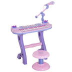 37-Key Kids Piano Keyboard, Electronic Musical Toy with Microphone, Stool, Lights, 22 Songs, USB/MP3 Karaoke, Educational Toy for Kids Ages 3+ (Pink) — view 12