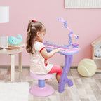 37-Key Kids Piano Keyboard, Electronic Musical Toy with Microphone, Stool, Lights, 22 Songs, USB/MP3 Karaoke, Educational Toy for Kids Ages 3+ (Pink) — view 3