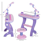 37-Key Kids Piano Keyboard, Electronic Musical Toy with Microphone, Stool, Lights, 22 Songs, USB/MP3 Karaoke, Educational Toy for Kids Ages 3+ (Pink) — view 5