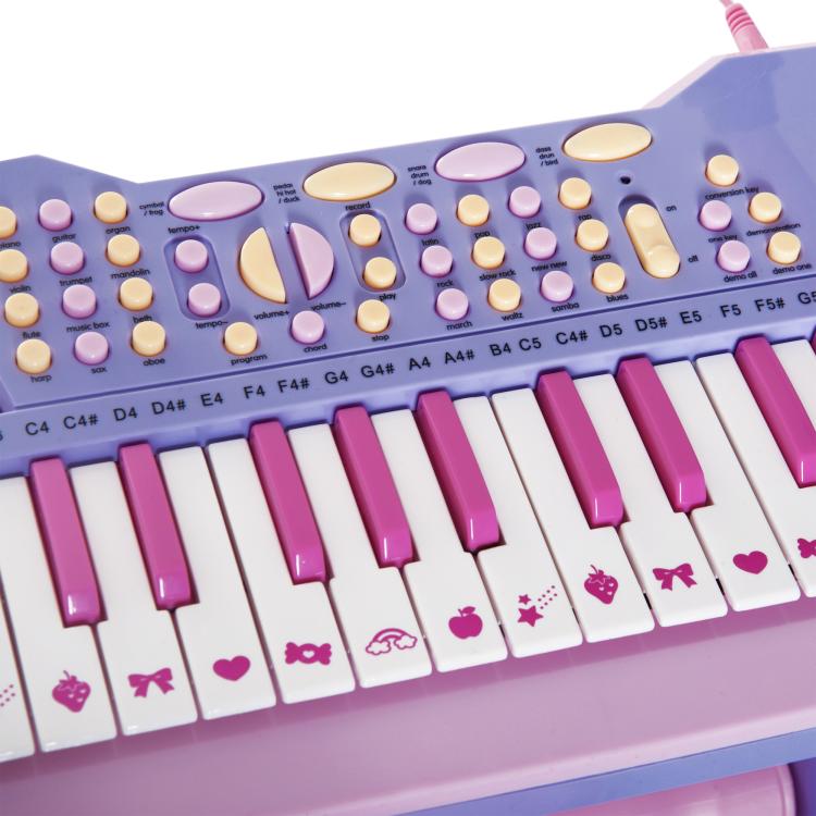 37-Key Kids Piano Keyboard, Electronic Musical Toy with Microphone, Stool, Lights, 22 Songs, USB/MP3 Karaoke, Educational Toy for Kids Ages 3+ (Pink) — view 10