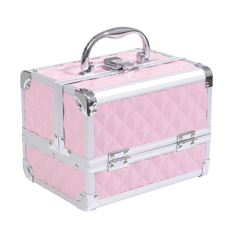 Professional Aluminum Makeup Organizer Case – Portable Beauty Box with Mirror, Lock, and Multiple Compartments (20x15x15cm)