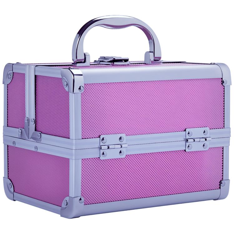 Professional Makeup Case – Portable Cosmetic Box with 3-Tier Trays, Mirror, and 2 Keys; Suitable for Jewelry, Manicure, and Travel (20x15x15 cm, Pink)