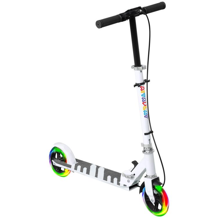 Children Scooter for Ages 3 To 8, Foldable 2-wheel Scooter with Led Light-up Wheels, 4 Height Adjustments, White