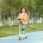 Children Scooter for Ages 3 To 8, Foldable 2-wheel Scooter with Led Light-up Wheels, 4 Height Adjustments, White