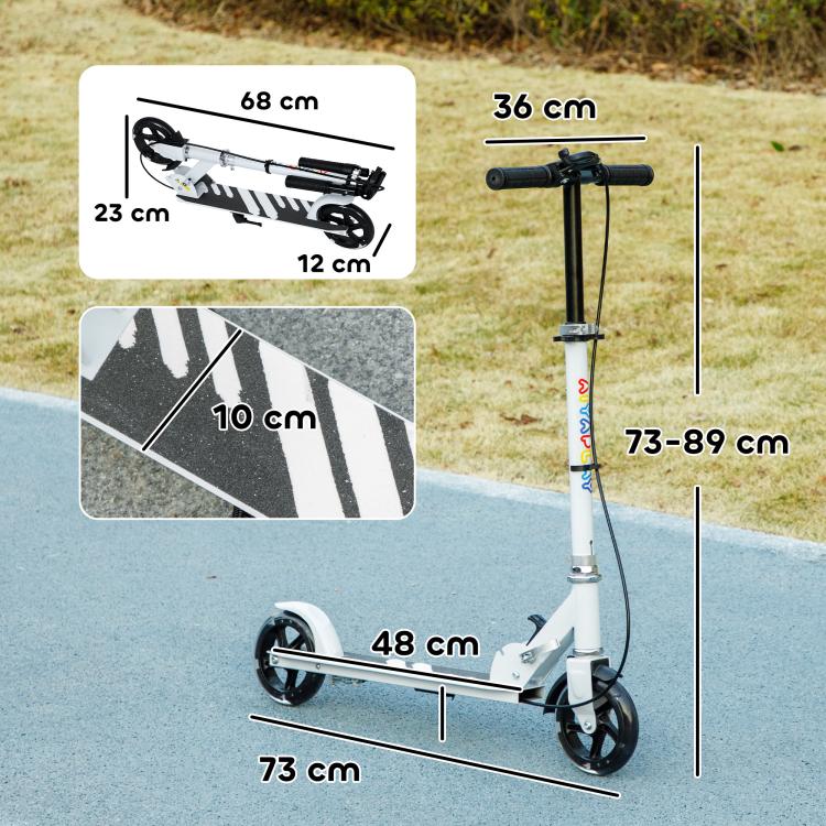 Children Scooter for Ages 3 To 8, Foldable 2-wheel Scooter with Led Light-up Wheels, 4 Height Adjustments, White