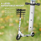 Children Scooter for Ages 3 To 8, Foldable 2-wheel Scooter with Led Light-up Wheels, 4 Height Adjustments, White