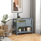 Raised wooden tortoise enclosure with storage shelf (fir wood) – dims. 103H x 84L x 51W cm — view 4