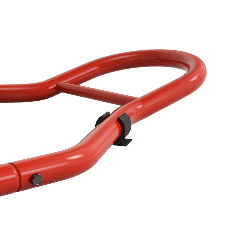 Motorcycle stand, front stand with adjustable pin and swingarm adapters, red