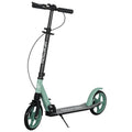 Folding Scooter with Adjustable Handlebars for Adults 14+, 20cm Large Wheels, Shock Absorber, Green