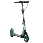 Folding Scooter with Adjustable Handlebars for Adults 14+, 20cm Large Wheels, Shock Absorber, Green