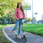 Folding Scooter with Adjustable Handlebars for Adults 14+, 20cm Large Wheels, Shock Absorber, Green