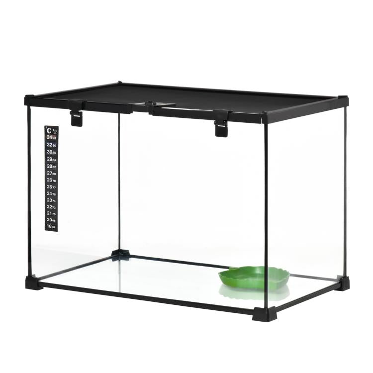 Reptile box / reptile breeding box / terrarium habitat – sliding lid, wire mesh, thermometer — view 2