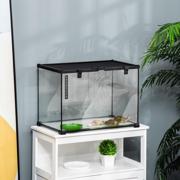 Reptile box / reptile breeding box / terrarium habitat – sliding lid, wire mesh, thermometer — view 11