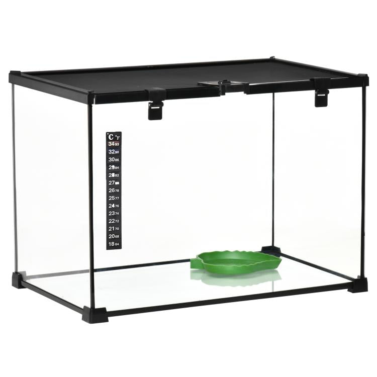 Reptile box / reptile breeding box / terrarium habitat – sliding lid, wire mesh, thermometer — view 12