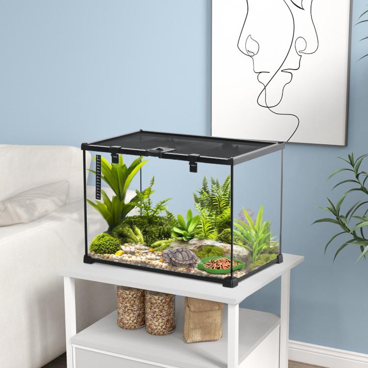 Reptile box / reptile breeding box / terrarium habitat – sliding lid, wire mesh, thermometer — view 3