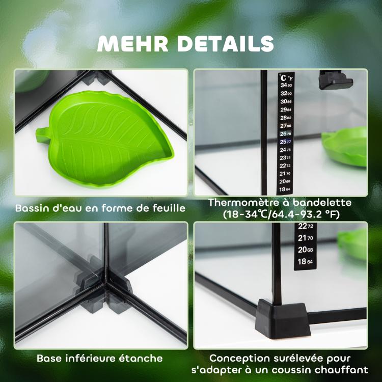 Reptile box / reptile breeding box / terrarium habitat – sliding lid, wire mesh, thermometer — view 8