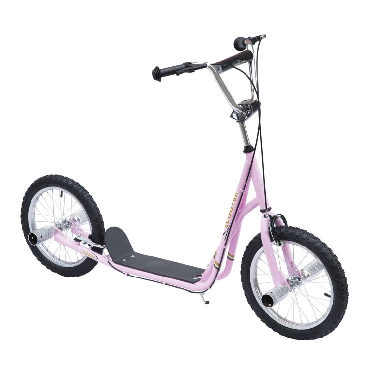 Large-wheel scooter (41 cm pneumatic tires) with pegs – Pink