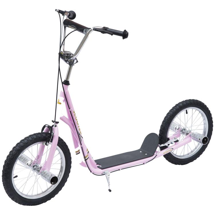 Large-wheel scooter (41 cm pneumatic tires) with pegs – Pink