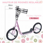 Large-wheel scooter (41 cm pneumatic tires) with pegs – Pink