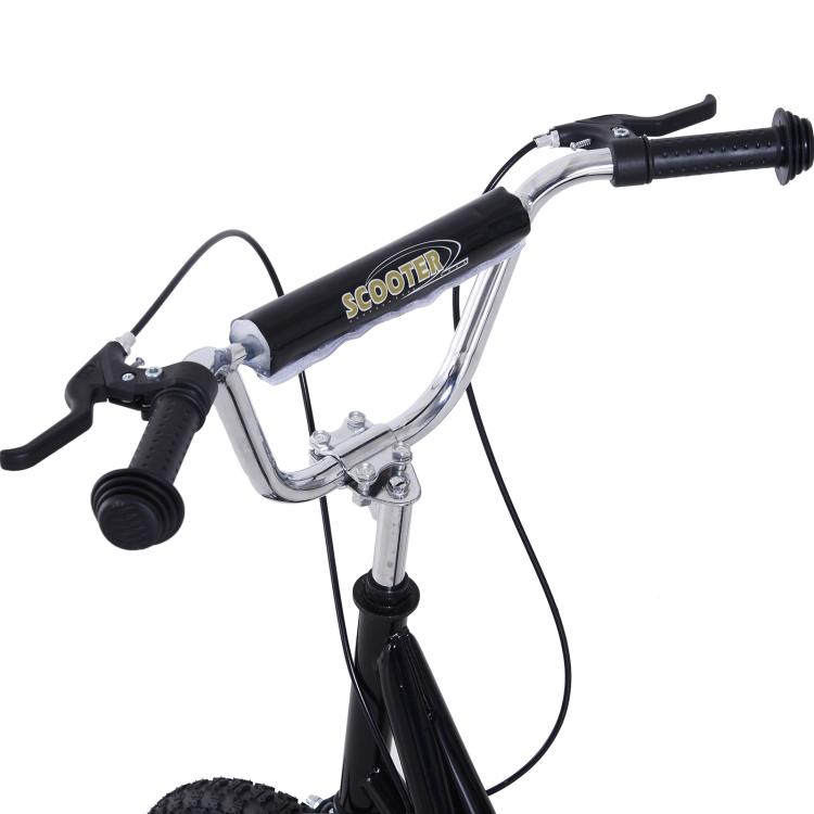 Kids' Scooter with Pneumatic Tires and Handbrake – 16-Inch Height-Adjustable Kick Scooter for Boys and Girls Aged 5+ (Black)