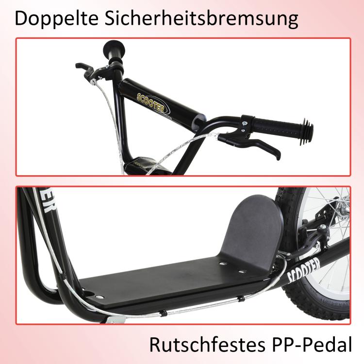 Lightweight height-adjustable kids scooter with brake – Black