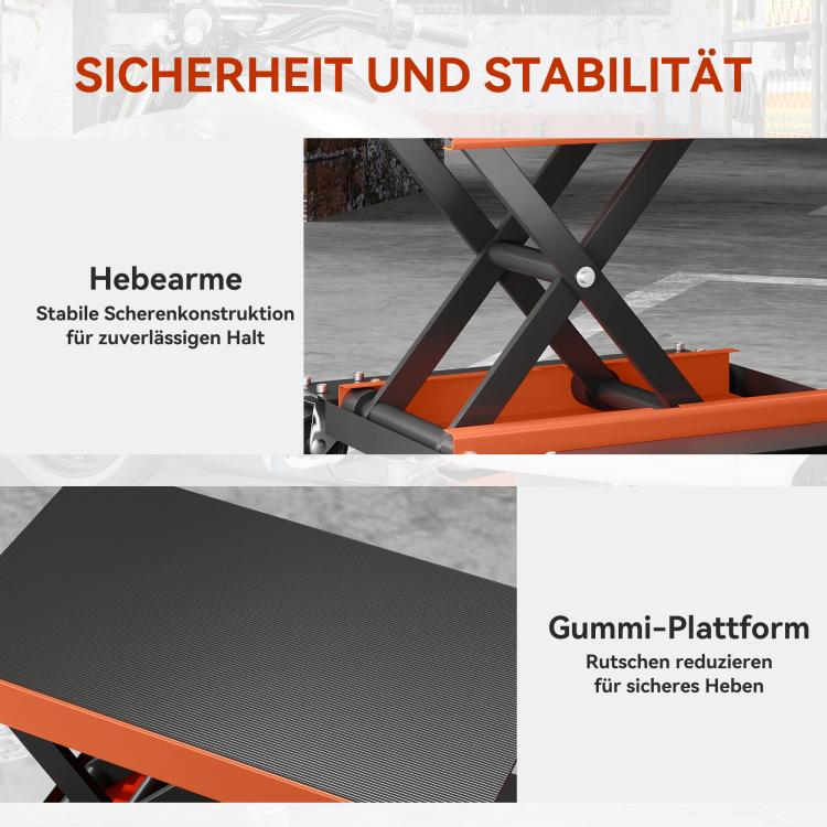 Motorcycle Lift 500 kg Capacity, 135–390 mm Height-Adjustable, Steel, Orange