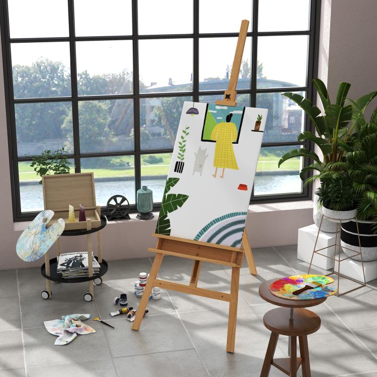Wooden easel, height-adjustable, foldable, with pen tray, beechwood, 65 x 110 x 180-235 cm — view 4