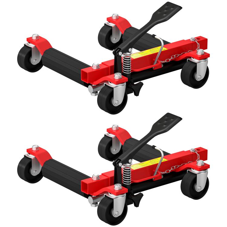Set of 2 Car Dolly Dollies, 680kg Capacity, Moving Dolly, 22.8cm Tire Width, 56x54x19.5cm, Black