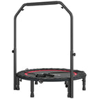 102cm Foldable Trampoline with Adjustable Handrail and Steel Frame, Red and Black