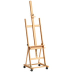 Folding beechwood artist's easel on wheels for canvases up to 118 cm, natural wood — view 12