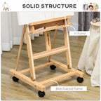 Folding beechwood artist's easel on wheels for canvases up to 118 cm, natural wood — view 7